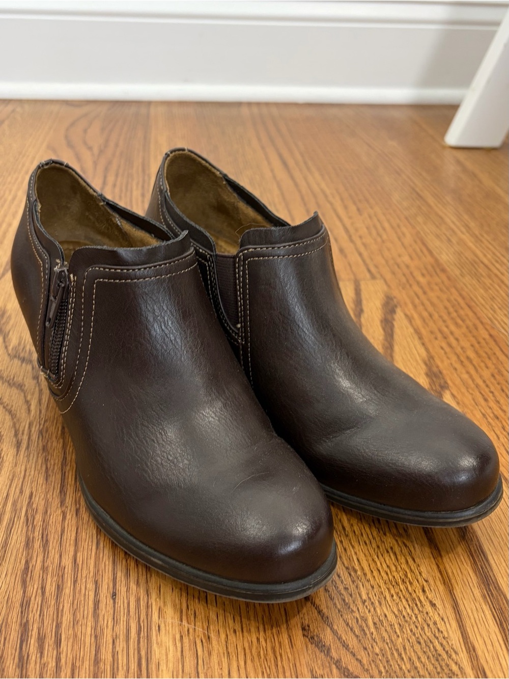 Natural Soul Dark Brown Slip-On Ankle Booties